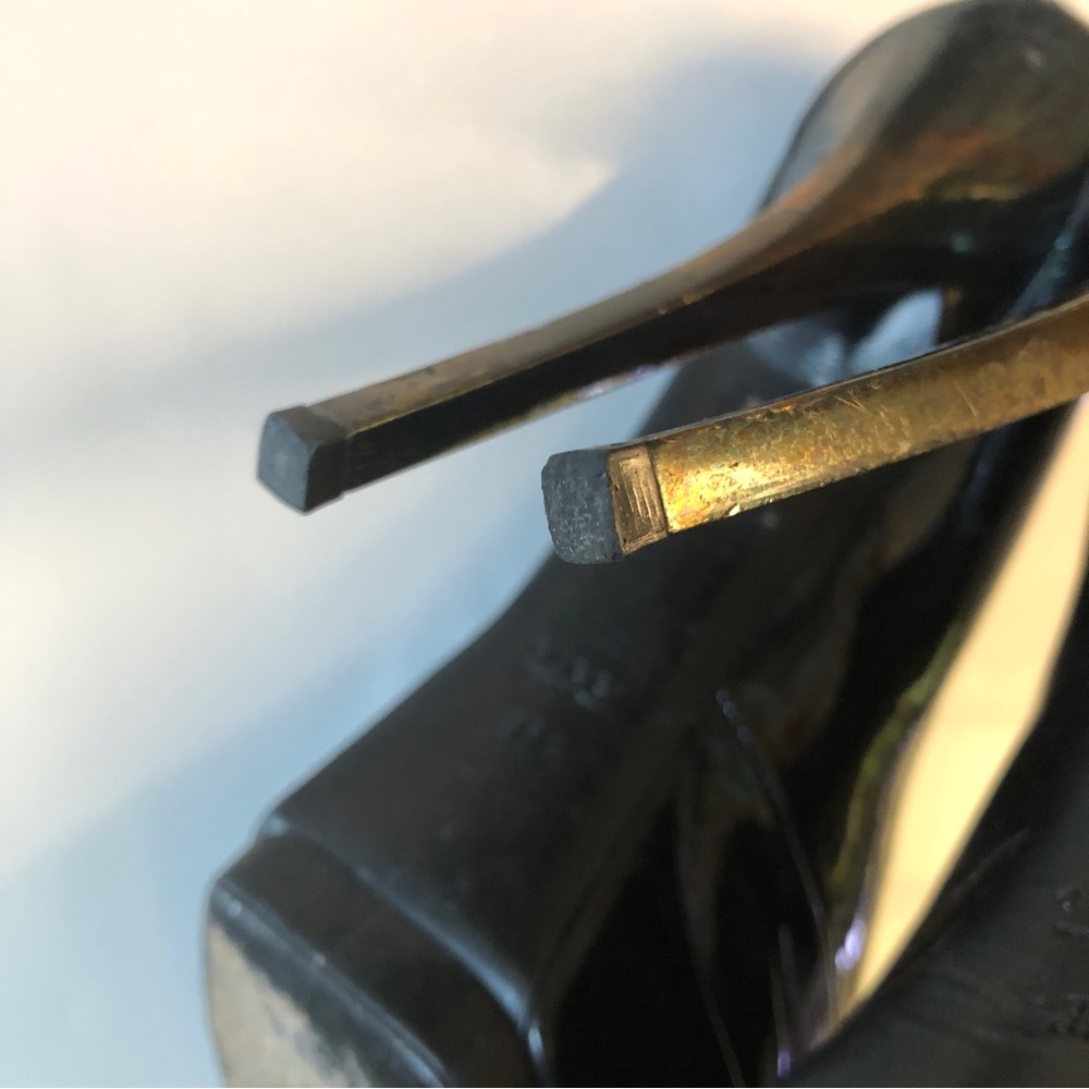 * GUCCI Black Patent Unisex Stiletto Platform Women’s size 38EU Pumps - Picture 5 of 14